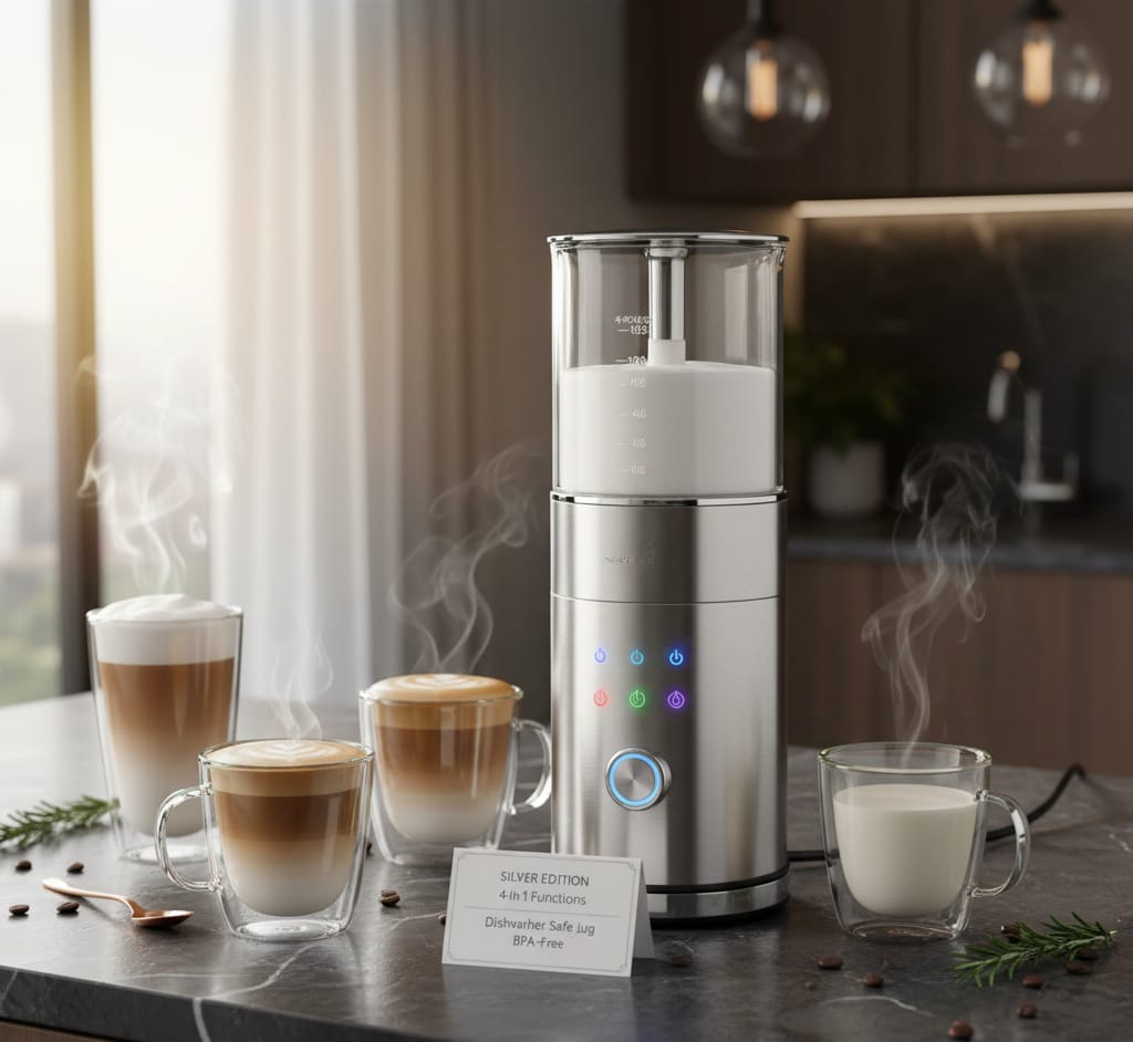 Electric Milk Frother & Steamer – 500ml, 4-in-1, BPA-Free - Image 4