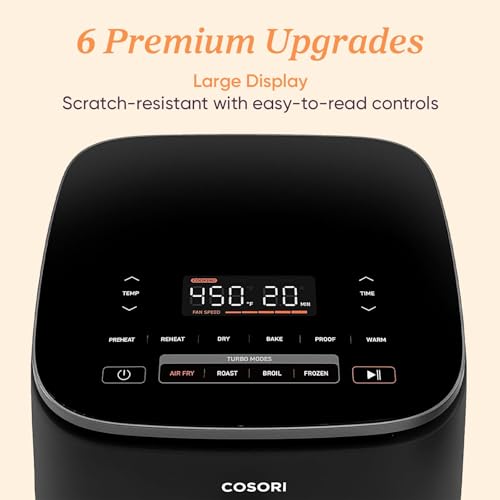 Cosori 9-in-1 TurboBlaze Air Fryer 6 Qt, Premium Ceramic Coating, 90°–450°F, Precise Heating for Even Results, Air Fry, Roast, Bake, Broil, Dry, Frozen, Proof, Reheat, Keep Warm, 120V, Dark Gray - Image 4