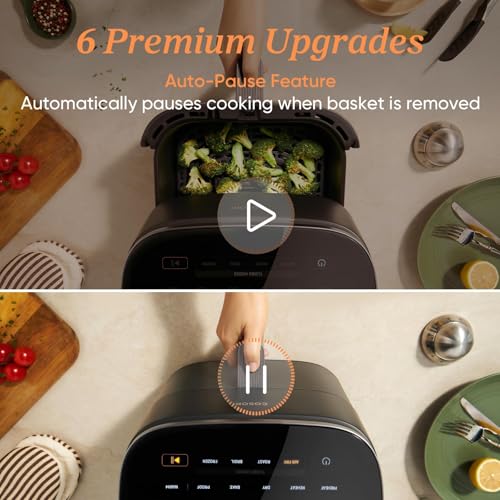 Cosori 9-in-1 TurboBlaze Air Fryer 6 Qt, Premium Ceramic Coating, 90°–450°F, Precise Heating for Even Results, Air Fry, Roast, Bake, Broil, Dry, Frozen, Proof, Reheat, Keep Warm, 120V, Dark Gray - Image 5