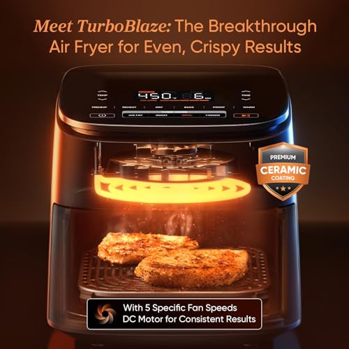 Cosori 9-in-1 TurboBlaze Air Fryer 6 Qt, Premium Ceramic Coating, 90°–450°F, Precise Heating for Even Results, Air Fry, Roast, Bake, Broil, Dry, Frozen, Proof, Reheat, Keep Warm, 120V, Dark Gray - Image 9