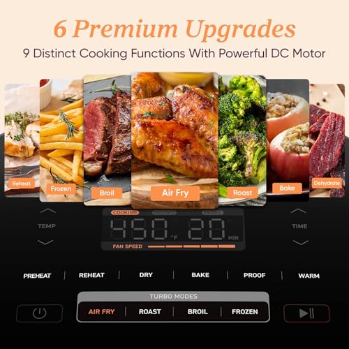 Cosori 9-in-1 TurboBlaze Air Fryer 6 Qt, Premium Ceramic Coating, 90°–450°F, Precise Heating for Even Results, Air Fry, Roast, Bake, Broil, Dry, Frozen, Proof, Reheat, Keep Warm, 120V, Dark Gray - Image 6