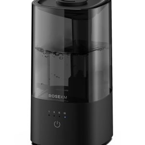 ROSEKM Humidifiers for Bedroom, 2.0L Cool Mist Humidifier for Home Plant and Baby Nursery, Quiet Ultrasonic Humidifier with 360° Nozzle, Auto Shut-Off, Filterless, Black