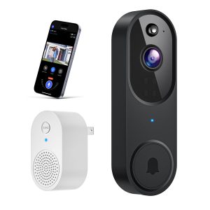 Wireless Wi-Fi Video Doorbell Camera with AI Motion Detection, 2 Way Audio, Night Vision, Cloud Storage, 2.4GHz Wi-Fi Only, Battery Powered