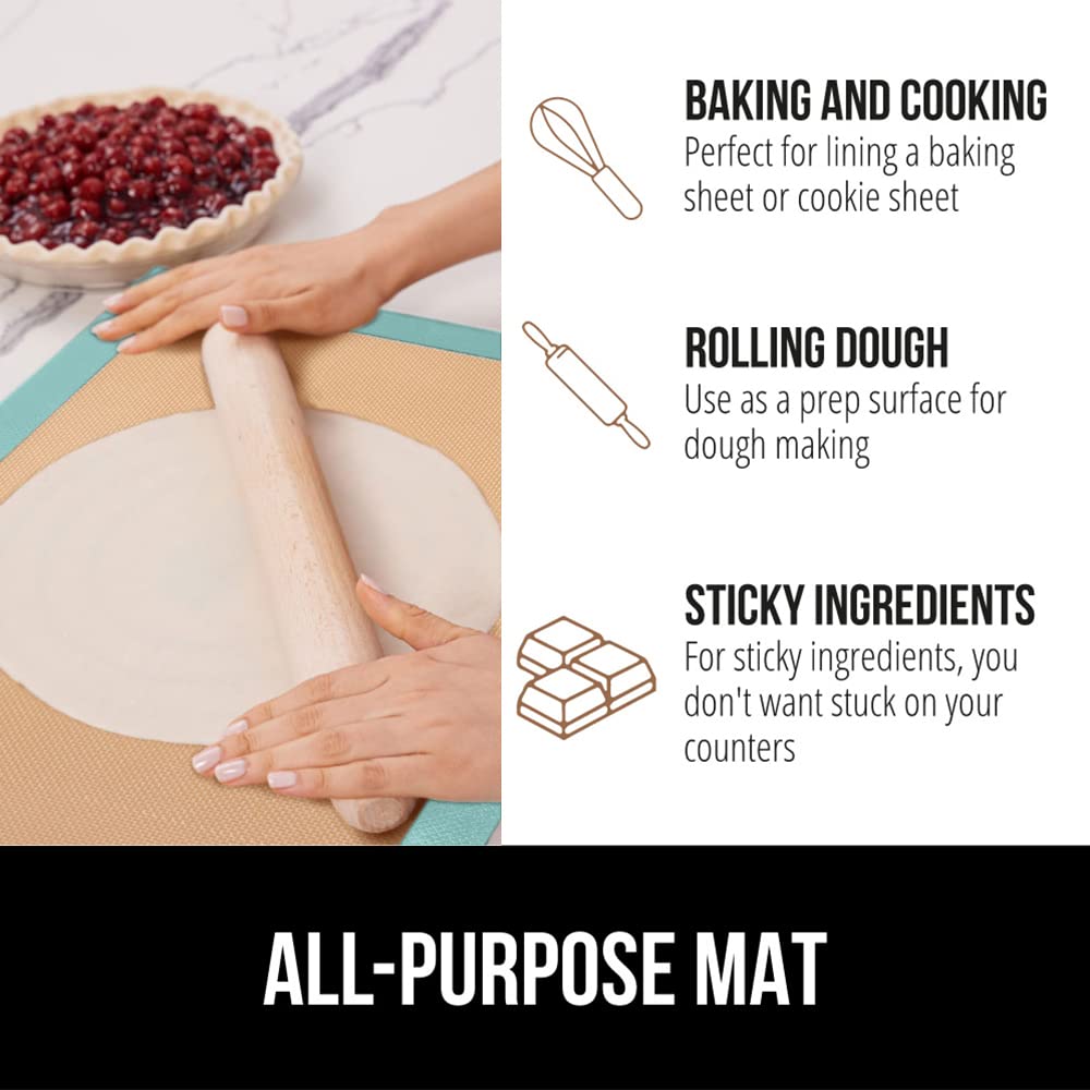 GORILLA GRIP Reusable Nonstick Silicone Baking Mat, 2 Pack, BPA-Free Oven Safe Food Liner, For Cookie Sheets, Toaster Ovens, Easy Clean Kitchen Pastry Mats, 11.75x8.25, Small Quarter Sheet Size, Mint - Image 2