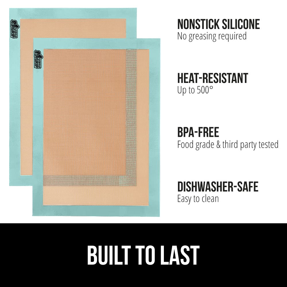 GORILLA GRIP Reusable Nonstick Silicone Baking Mat, 2 Pack, BPA-Free Oven Safe Food Liner, For Cookie Sheets, Toaster Ovens, Easy Clean Kitchen Pastry Mats, 11.75x8.25, Small Quarter Sheet Size, Mint - Image 7
