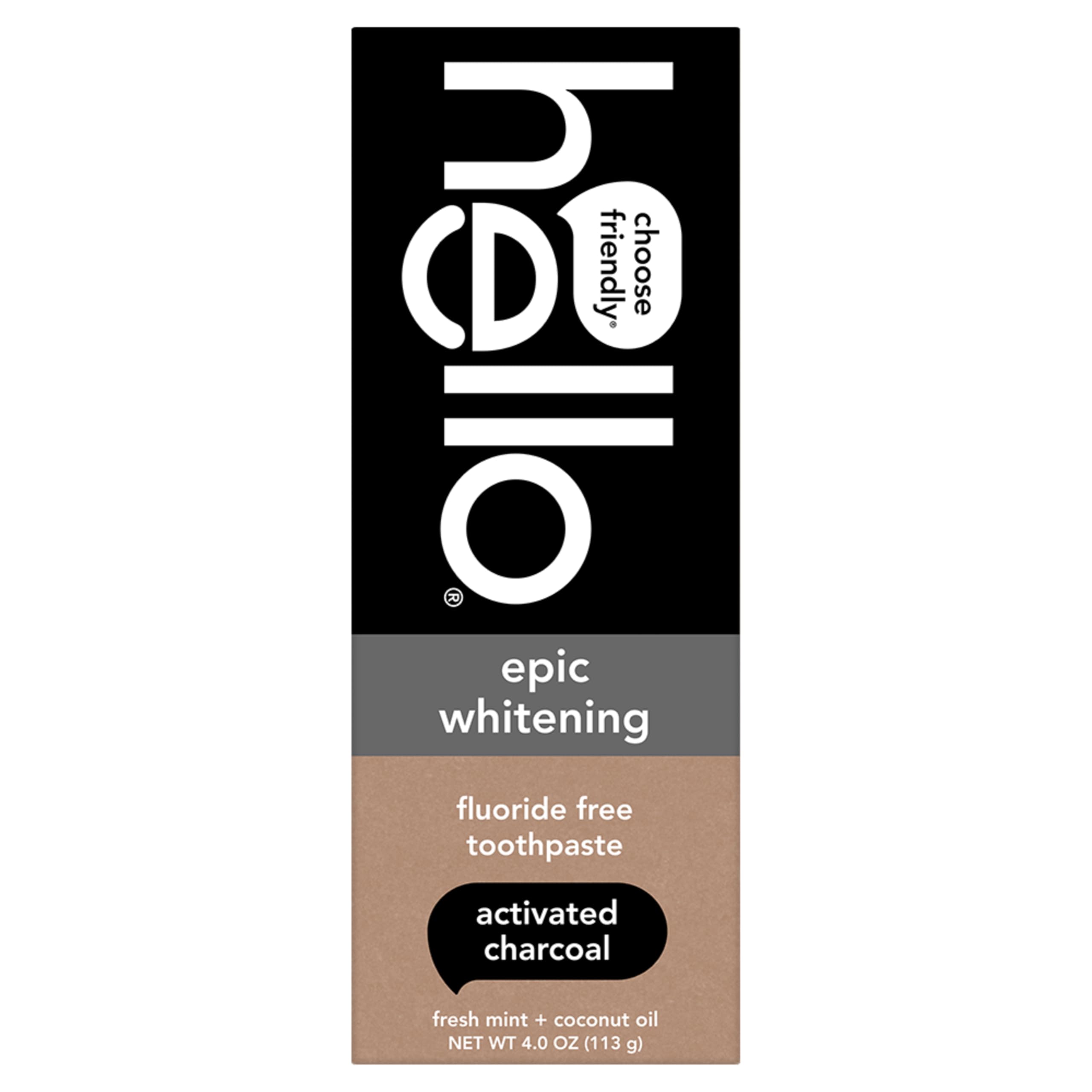 hello Epic Whitening Charcoal Fluoride Free Toothpaste, Activated Charcoal Toothpaste with Coconut Oil, Whitens Teeth Naturally, SLS Free, Fresh Mint, 4.0 Oz Tube - Image 3