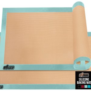 71-7Q8uDP+L GORILLA GRIP Reusable Nonstick Silicone Baking Mat, 2 Pack, BPA-Free Oven Safe Food Liner, For Cookie Sheets, Toaster Ovens, Easy Clean Kitchen Pastry Mats, 11.75x8.25, Small Quarter Sheet Size, Mint