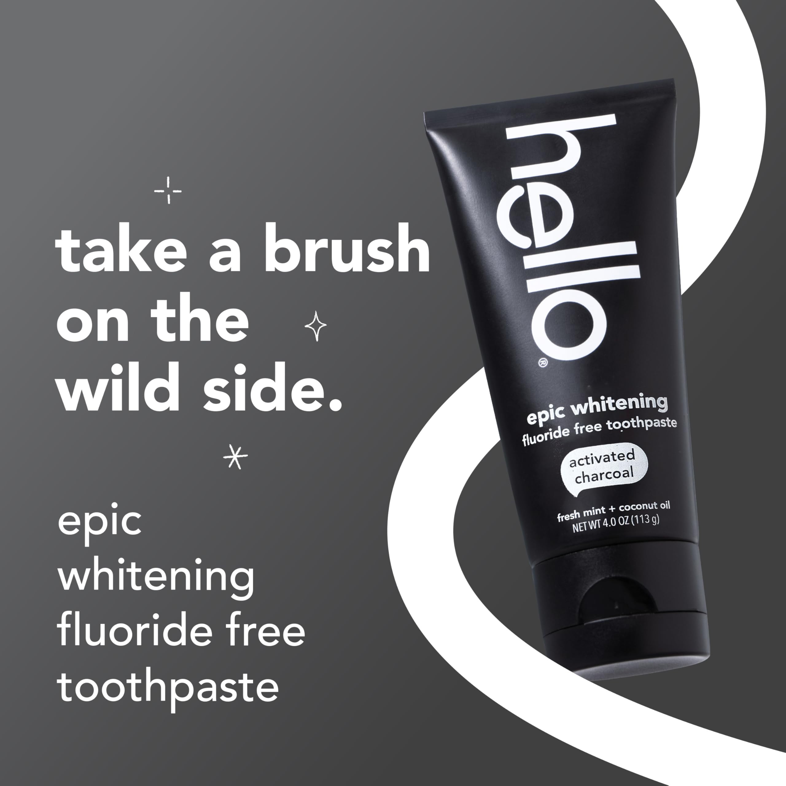 hello Epic Whitening Charcoal Fluoride Free Toothpaste, Activated Charcoal Toothpaste with Coconut Oil, Whitens Teeth Naturally, SLS Free, Fresh Mint, 4.0 Oz Tube - Image 9