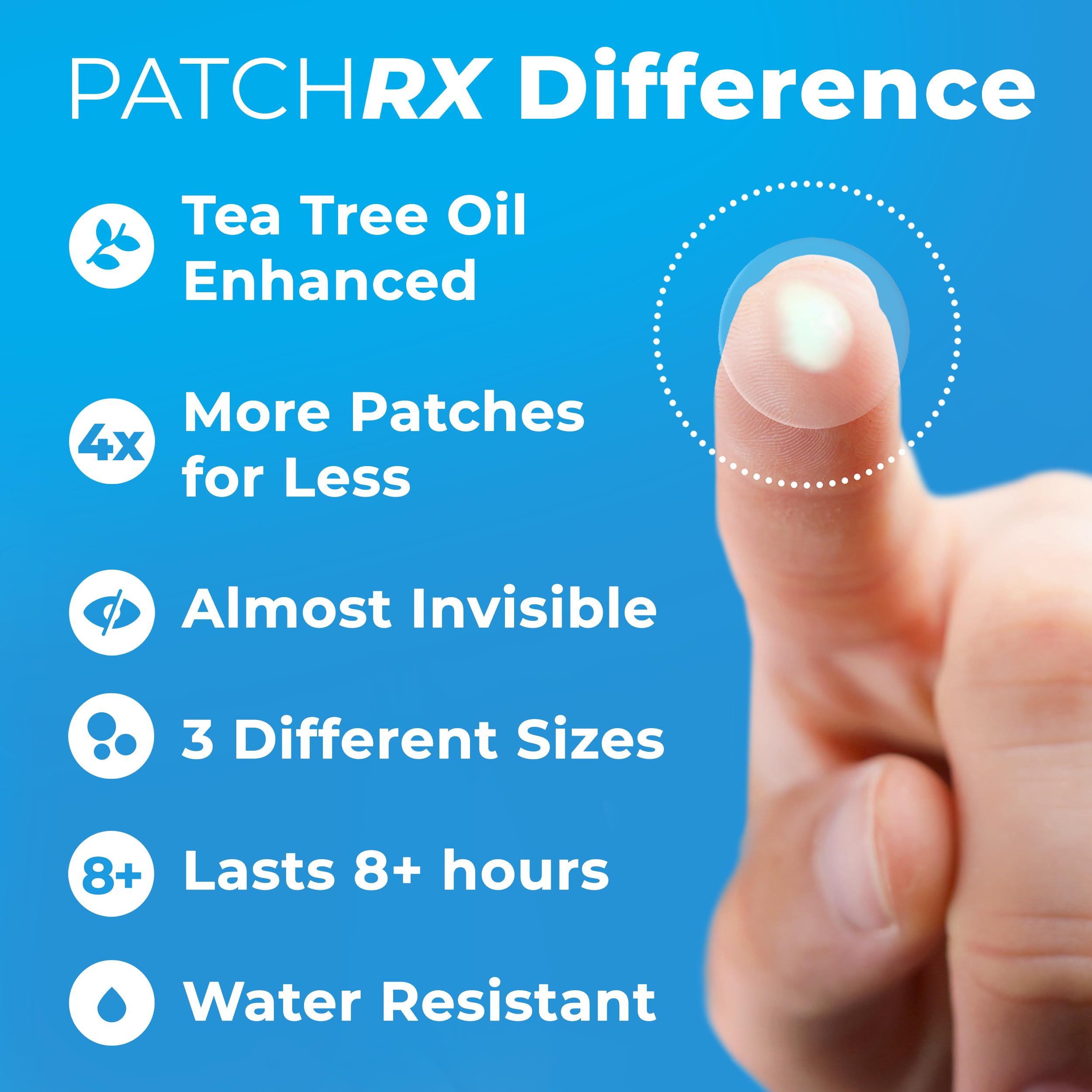 PatchRx Pimple Patches for Face (120 Patches), Hydrocolloid Acne Patches with Tea Tree Oil, Pimple Patch Pimple Stickers - Hydrocolloid Patch Acne Dots - Acne Pimple Patches For Face - Zit Patches - Image 5