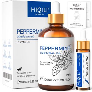 71IdvfM2OTL HIQILI Peppermint Essential Oil Add to Spray, Diffuser, Can Enjoy Air Freshening, Use in Kitchen, Bedroom, Office, Extra Free Travel Bottle - 3.38 Fl Oz/100 ML