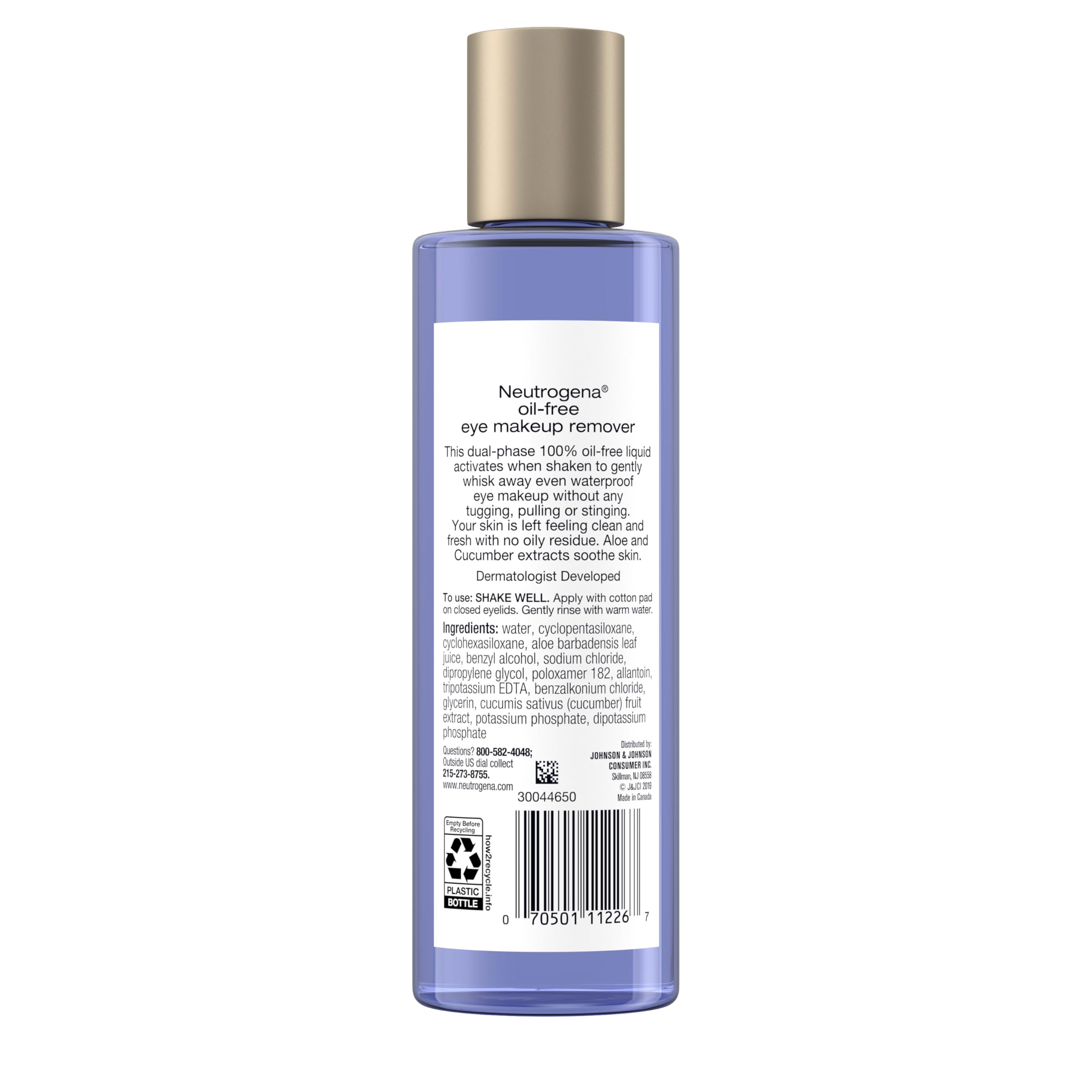 Neutrogena Gentle Oil-Free Eye Makeup Remover & Cleanser for Sensitive Eyes, Non-Greasy Makeup Remover, Waterproof Mascara Remover, Dermatologist & Ophthalmologist Tested, 8 fl. oz - Image 2