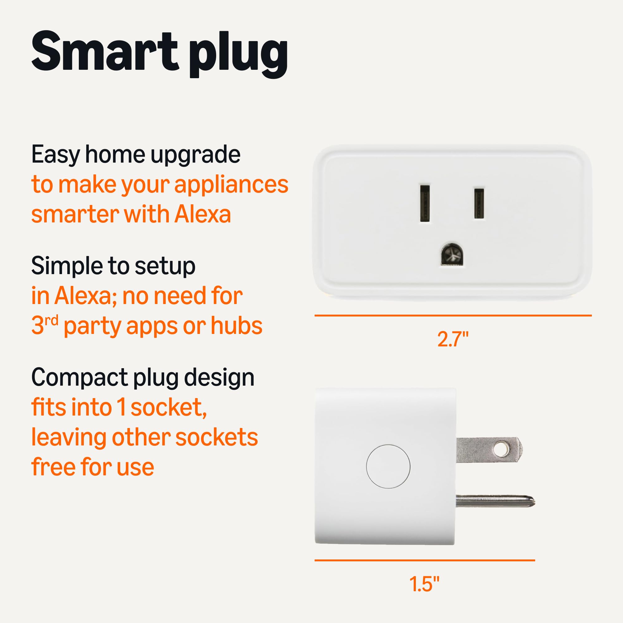 Amazon Basics Smart Plug, Works with Alexa Only, 2.4 GHz Wi-Fi, No Hub Required, 2 Pack, White - Image 6