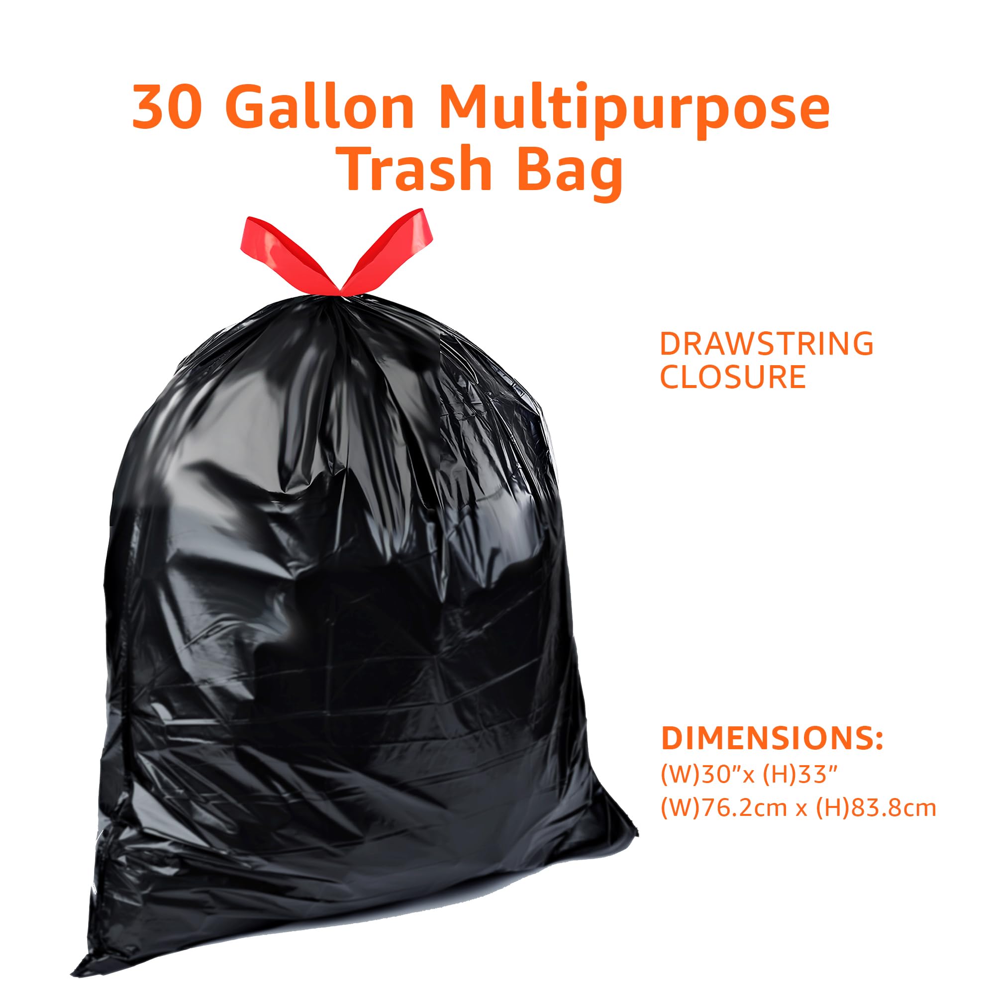 Amazon Basics Multipurpose Drawstring Trash Bags, 30 Gallon, 50 Count (Previously Solimo) - Image 4