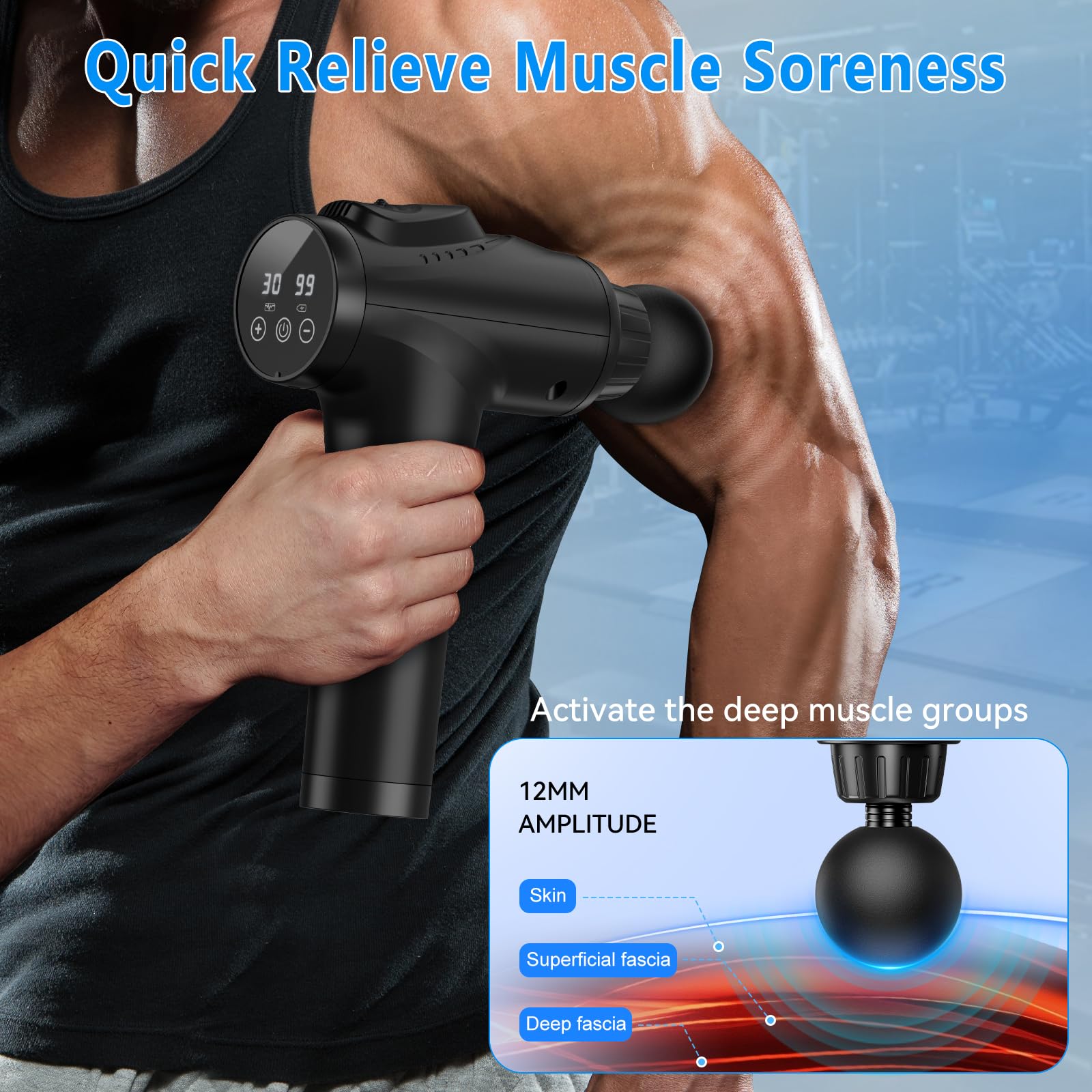 APHERMA Massage Gun, Muscle Massage Gun for Athletes Handheld Electric Deep Tissue Back Massager, Percussion Massage Device for Pain Relief with 30 Speed Levels 9 Heads - Image 4
