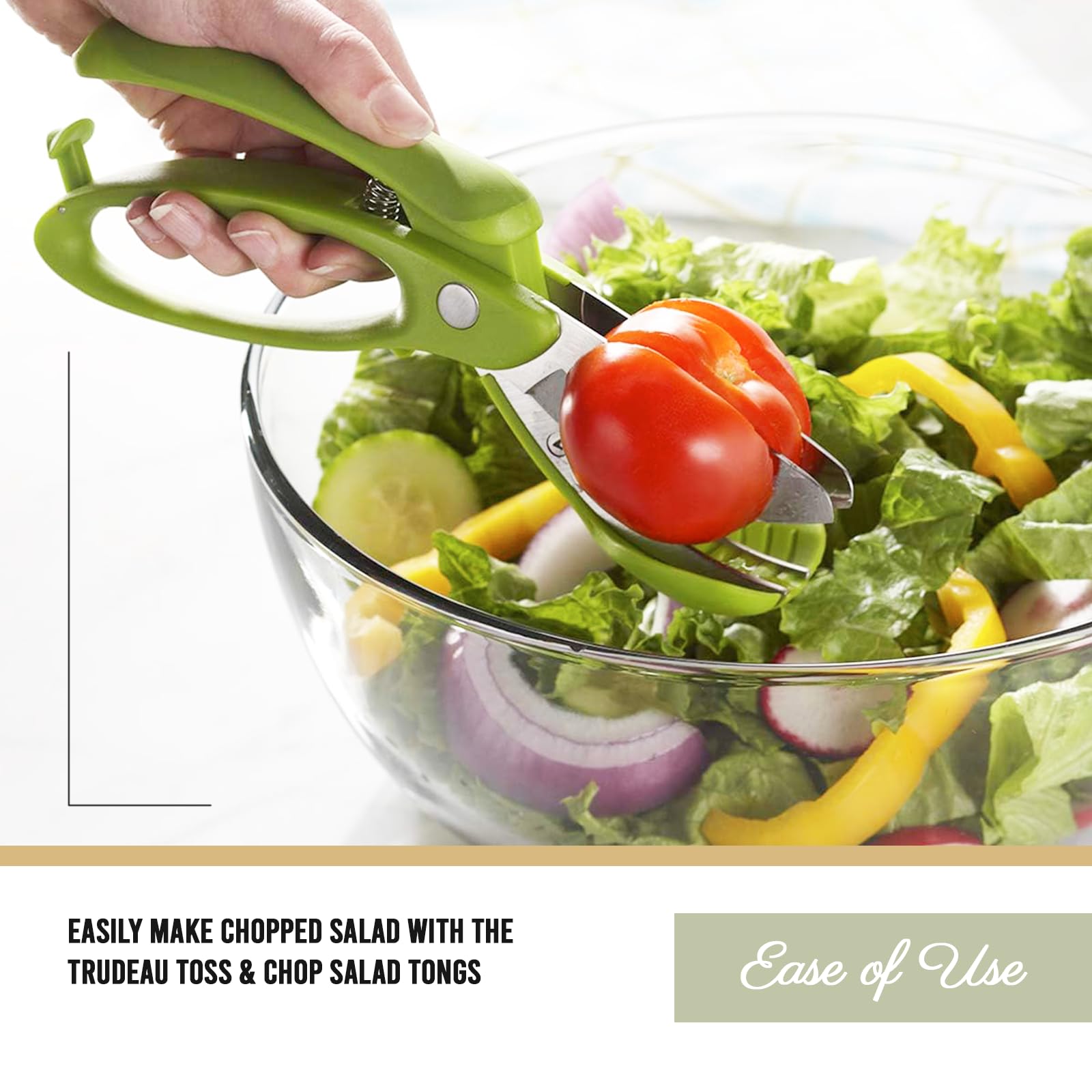 Trudeau Toss and Chop Salad Tongs, Stainless Steel - Multi-Function Salad Servers for Easy Tossing, Chopping, and Mixing - Durable and Ergonomic Design for Kitchen Use - Image 5