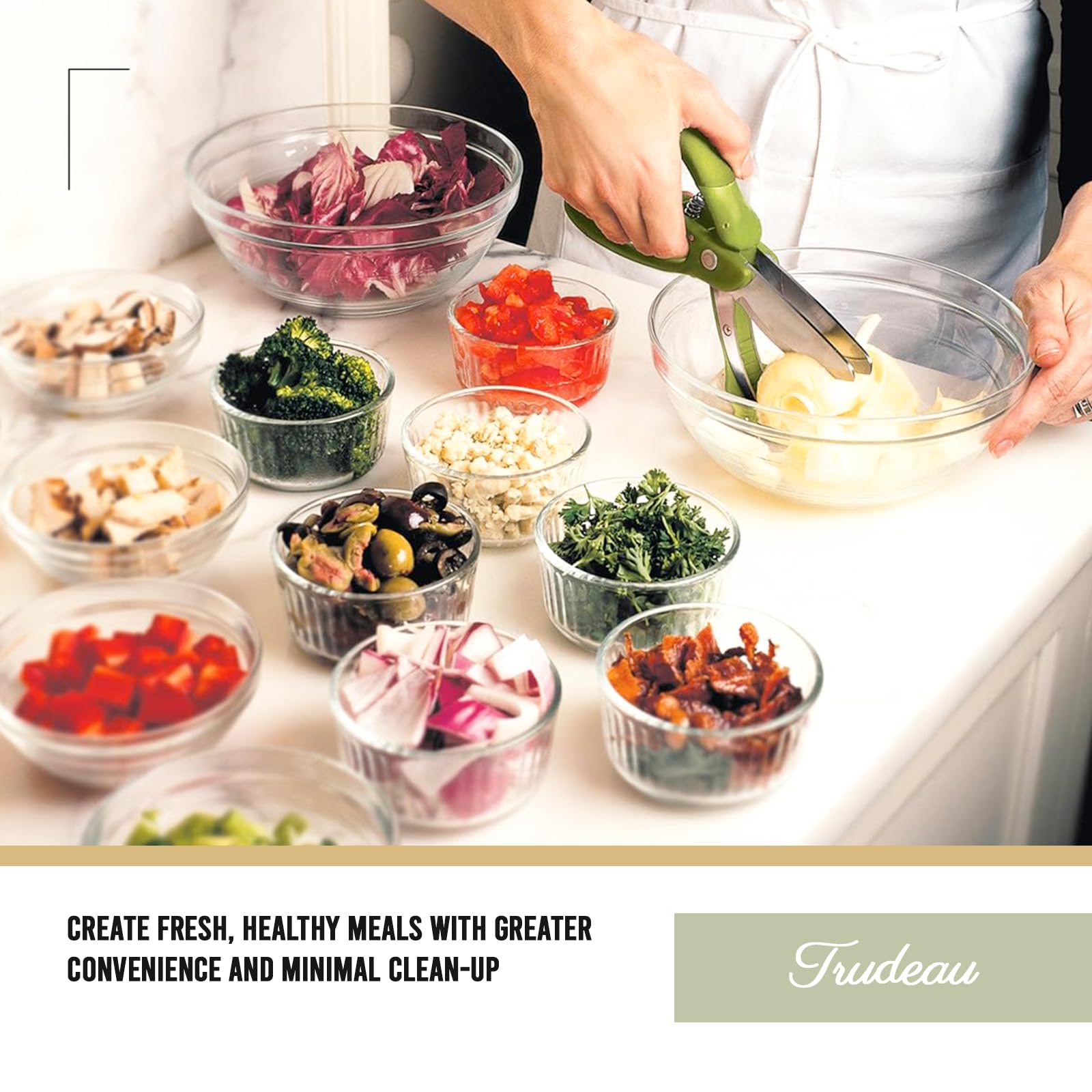 Trudeau Toss and Chop Salad Tongs, Stainless Steel - Multi-Function Salad Servers for Easy Tossing, Chopping, and Mixing - Durable and Ergonomic Design for Kitchen Use - Image 6