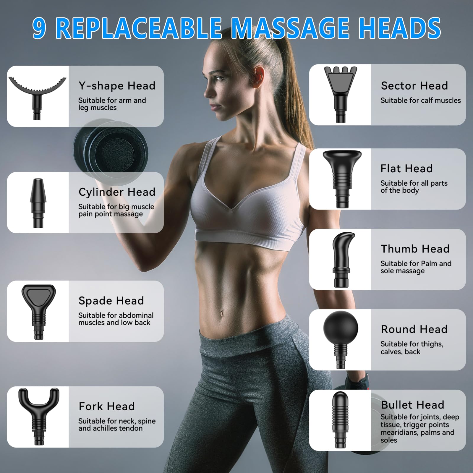 APHERMA Massage Gun, Muscle Massage Gun for Athletes Handheld Electric Deep Tissue Back Massager, Percussion Massage Device for Pain Relief with 30 Speed Levels 9 Heads - Image 5