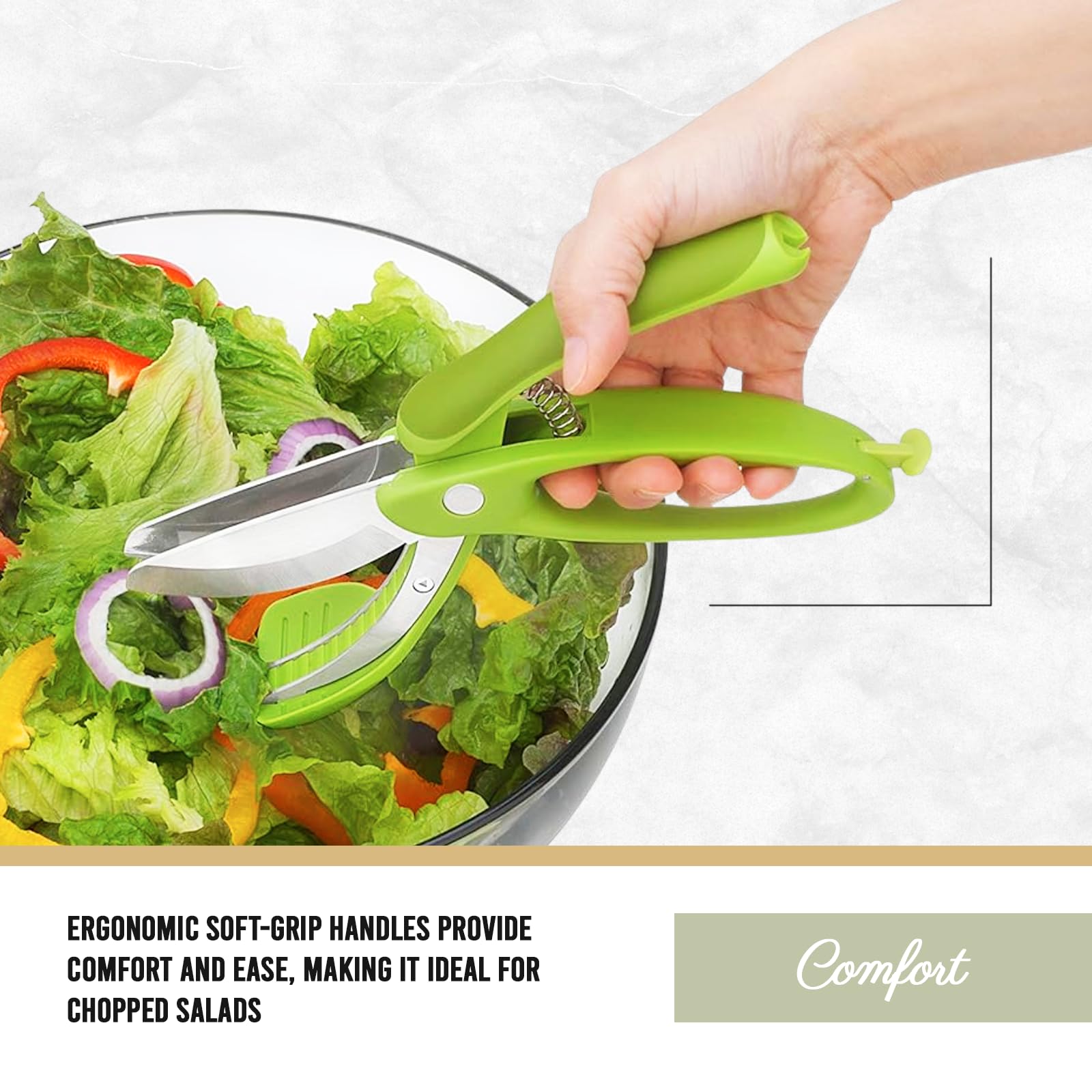 Trudeau Toss and Chop Salad Tongs, Stainless Steel - Multi-Function Salad Servers for Easy Tossing, Chopping, and Mixing - Durable and Ergonomic Design for Kitchen Use - Image 3