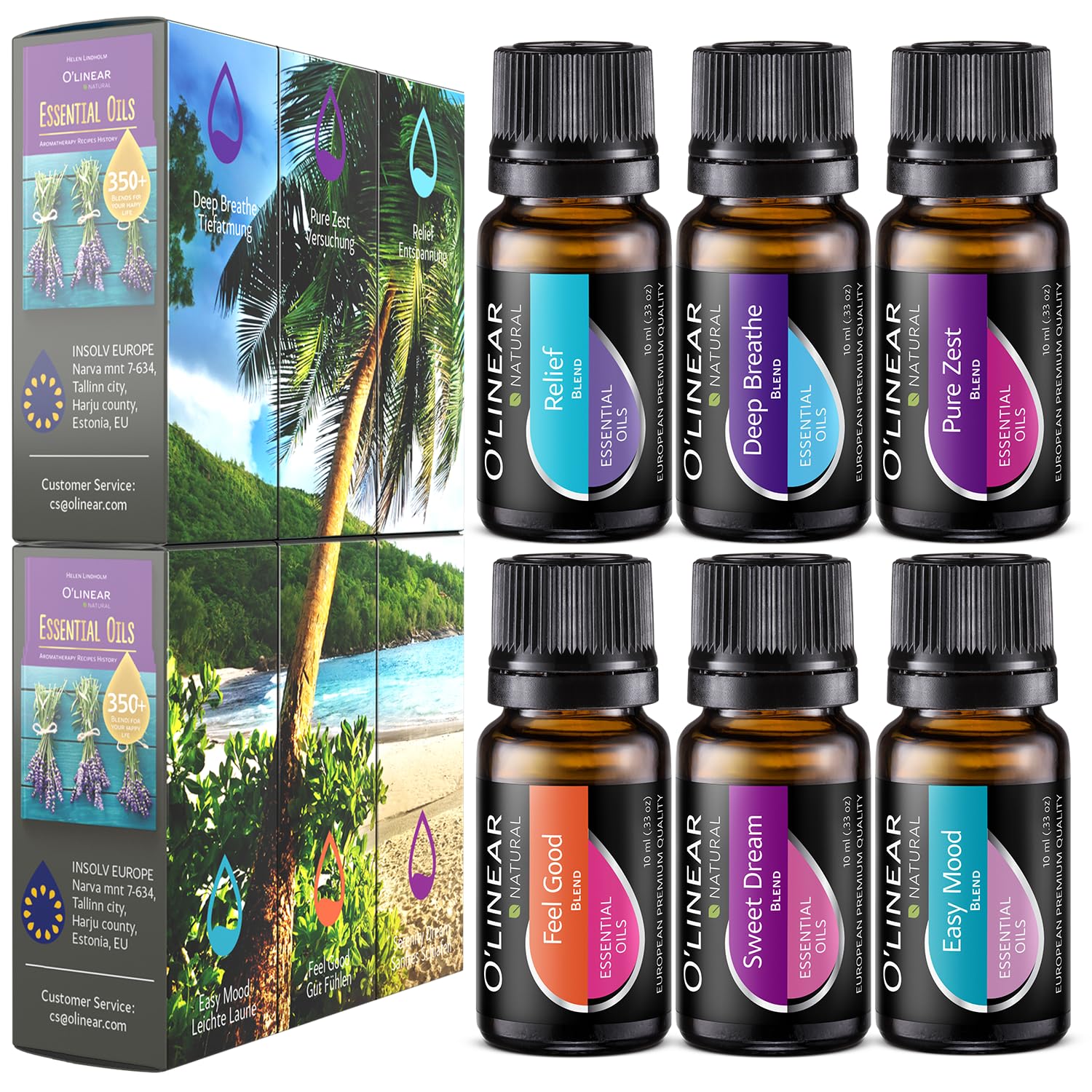 O'linear Essential Oils 6 Blends Set - Perfect for Humidifiers and Diffusers, Aromatherapy Diffuser Oils Scents, Essential Oil Kit for Home Use, Essential Oil Pack with Various Scents - Image 2