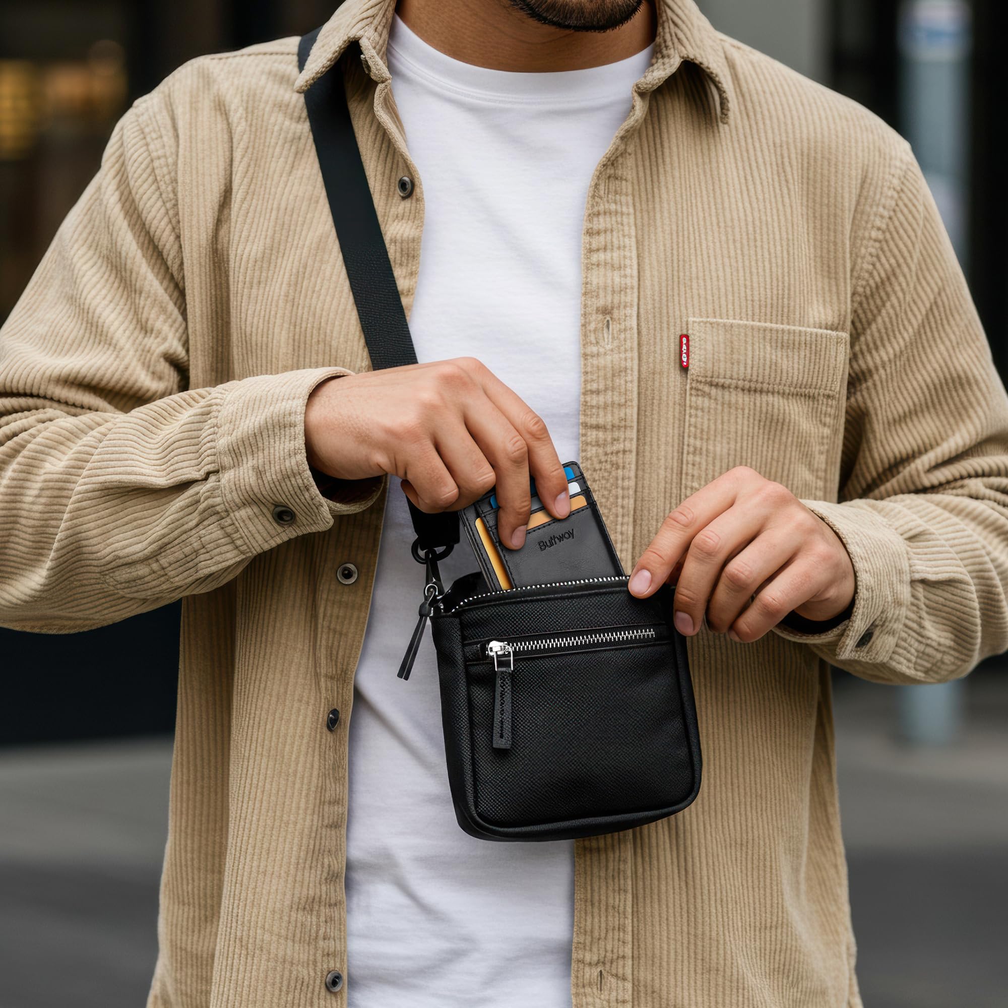 Buffway Slim Minimalist Front Pocket RFID Blocking Leather Wallets for Men and Women - Alaska Black - Image 2