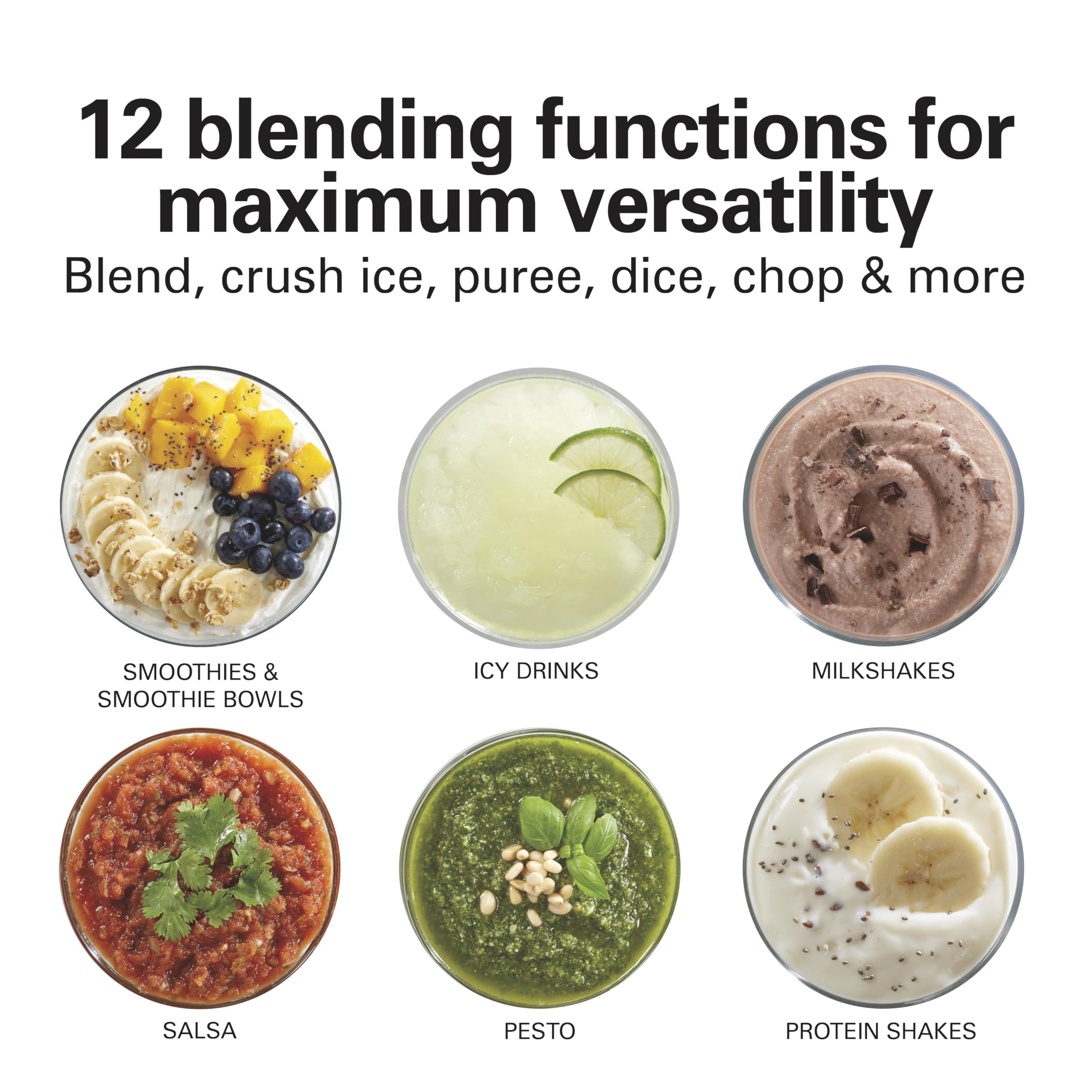 Hamilton Beach Power Elite Wave Action Blender For Smoothies, 40 Oz Glass Jar, 12 Functions Including Puree, Crush Ice, 700 Watts - Black (58148A) - Image 3