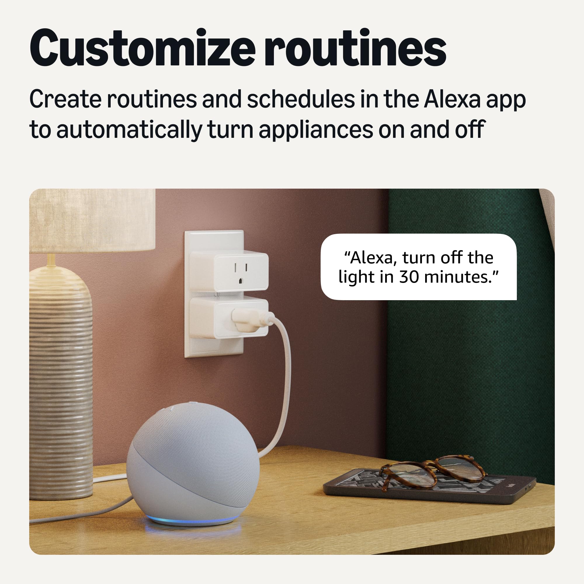 Amazon Basics Smart Plug, Works with Alexa Only, 2.4 GHz Wi-Fi, No Hub Required, 2 Pack, White - Image 4