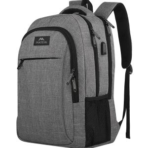 81WjalMN8mL MATEIN Travel Laptop Backpack, Business Anti Theft Slim Sturdy Laptops Backpack with USB Charging Port, Water Resistant College School Computer Bag Gift for Men & Women Fits 15.6 Inch Notebook, Grey