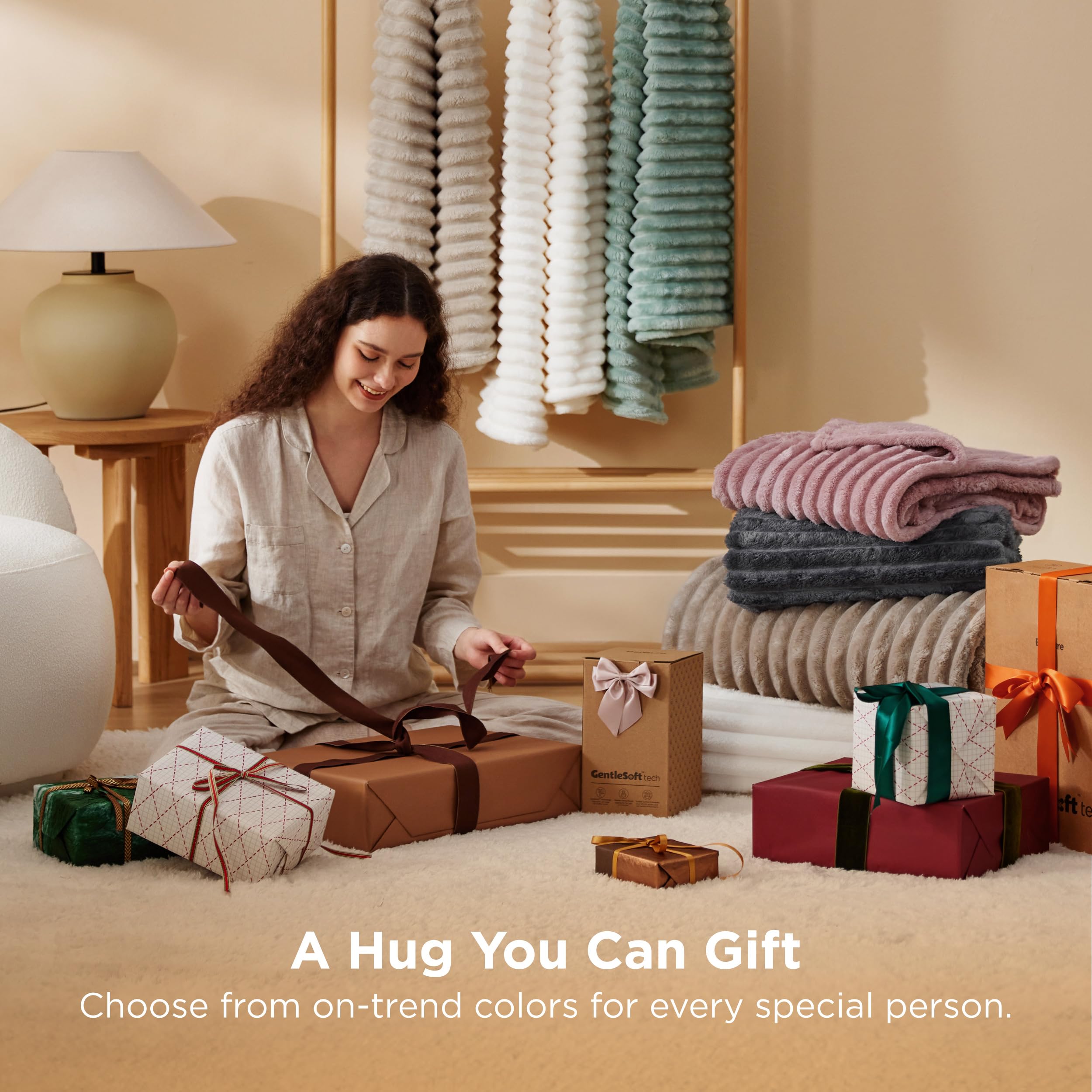 Bedsure GentleSoft White Throw Blanket for Couch - Cozy Blanket for Women, Cute Fleece Throw for Girls, Christmas Birthday Gifts for Women Men Teen, Room Home Boho Fall Decor, Off White, 50x60 Inches - Image 4