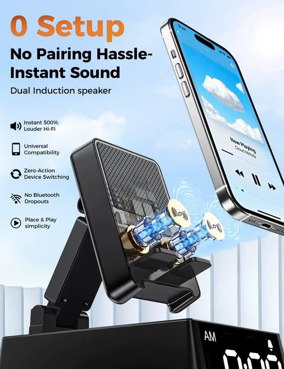 Bluetooth Speaker White Elephant Gifts:Induction Cell Phone Stand HD Sound Gift for Men Women Adults Birthday Christmas Secret Santa,Kitchen Gadget Mom Wife Dad Husband Teen Stocking Stuffers(Black) - Image 8