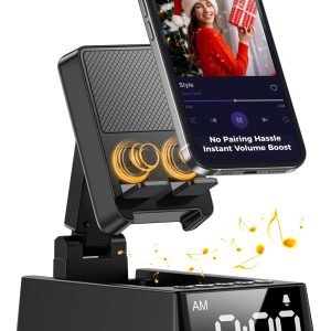 Bluetooth Speaker White Elephant Gifts:Induction Cell Phone Stand HD Sound Gift for Men Women Adults Birthday Christmas Secret Santa,Kitchen Gadget Mom Wife Dad Husband Teen Stocking Stuffers(Black)