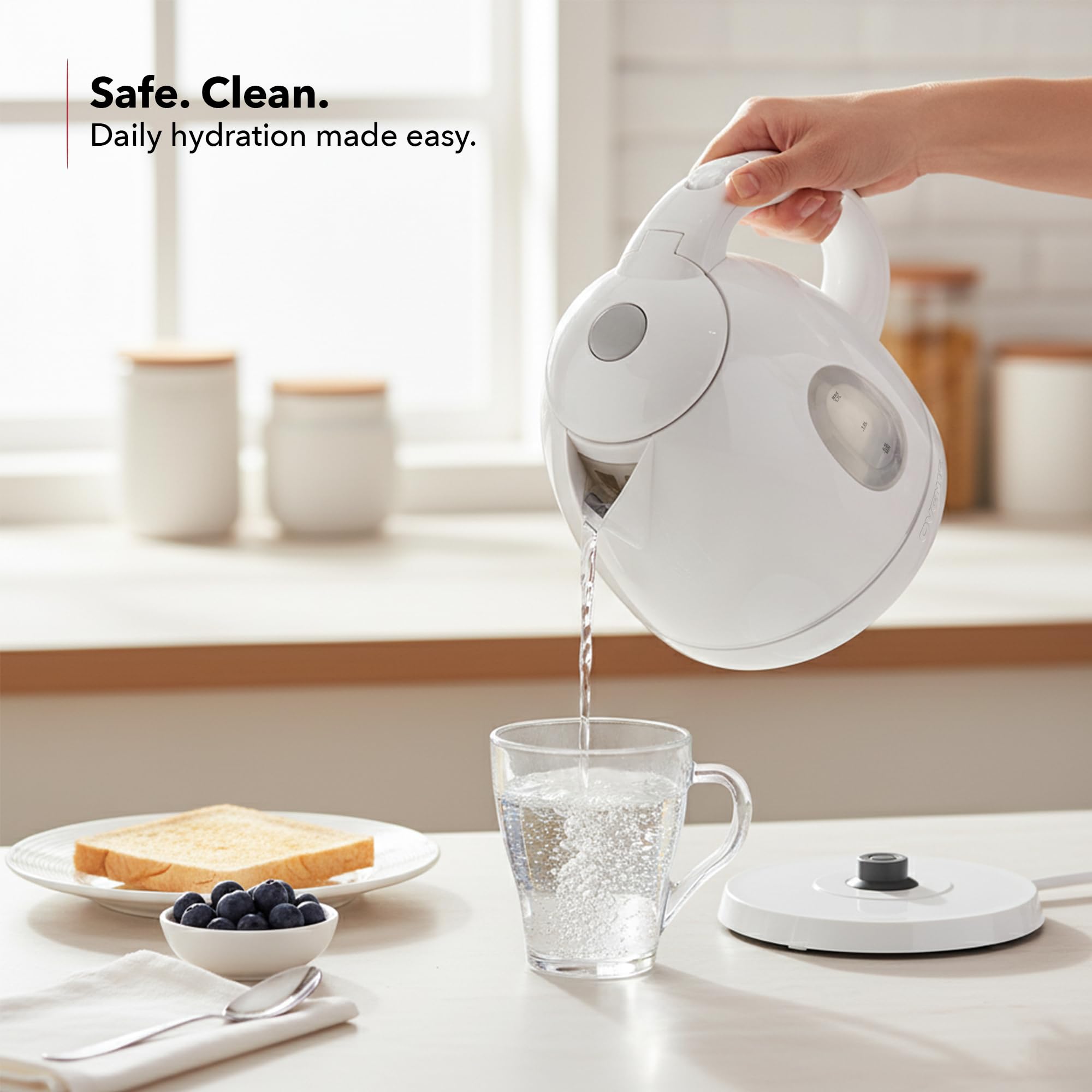 OVENTE Electric Kettle, 1.7L Fast Boiling Water Heater for Coffee or Tea, BPA Free with Water Level Gauge, Auto Shut-Off, Boil-Dry Protection, Indicator Light and Removable Filter, White KP72W - Image 10