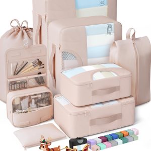 Veken 8 Set Packing Cubes, Gifts for Women Mom Her, Christmas Personalized Cruise Ship Travel Essentials Accessories for Beach Vacation, Suitcase Organizer Bags for Luggage with Hanging Toiletry Bag