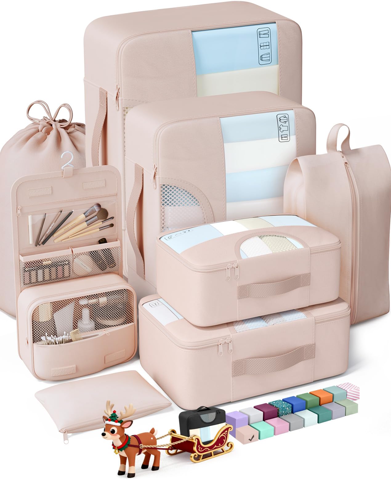 Veken 8 Set Packing Cubes, Gifts for Women Mom Her, Christmas Personalized Cruise Ship Travel Essentials Accessories for Beach Vacation, Suitcase Organizer Bags for Luggage with Hanging Toiletry Bag