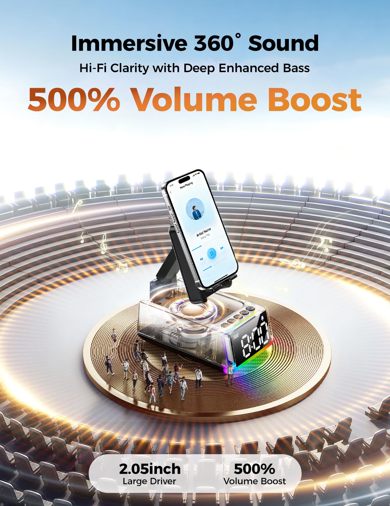 Bluetooth Speaker White Elephant Gifts:Induction Cell Phone Stand HD Sound Gift for Men Women Adults Birthday Christmas Secret Santa,Kitchen Gadget Mom Wife Dad Husband Teen Stocking Stuffers(Black) - Image 7